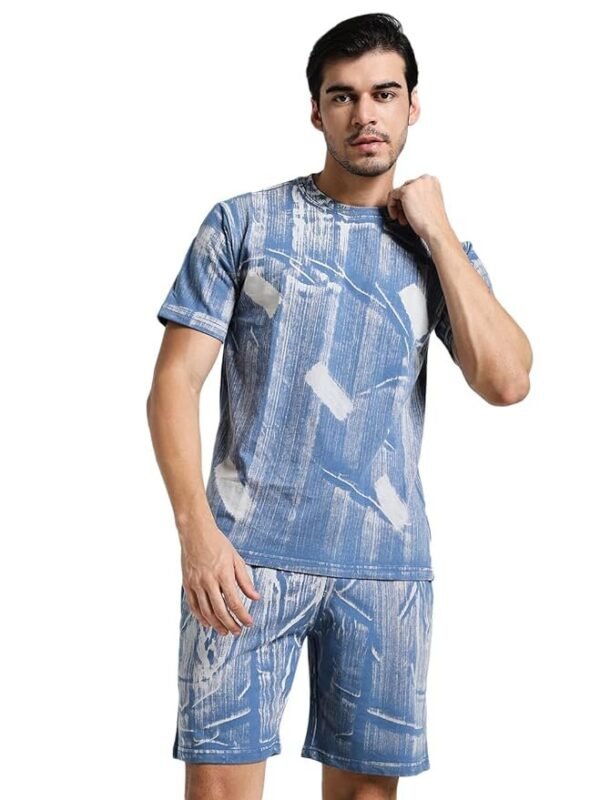 Vogaan Men's Cotton Short Sleeve Tracksuit Summer T Shirt & Shorts Set with 2 Pockets || Casual Co-ord Sets