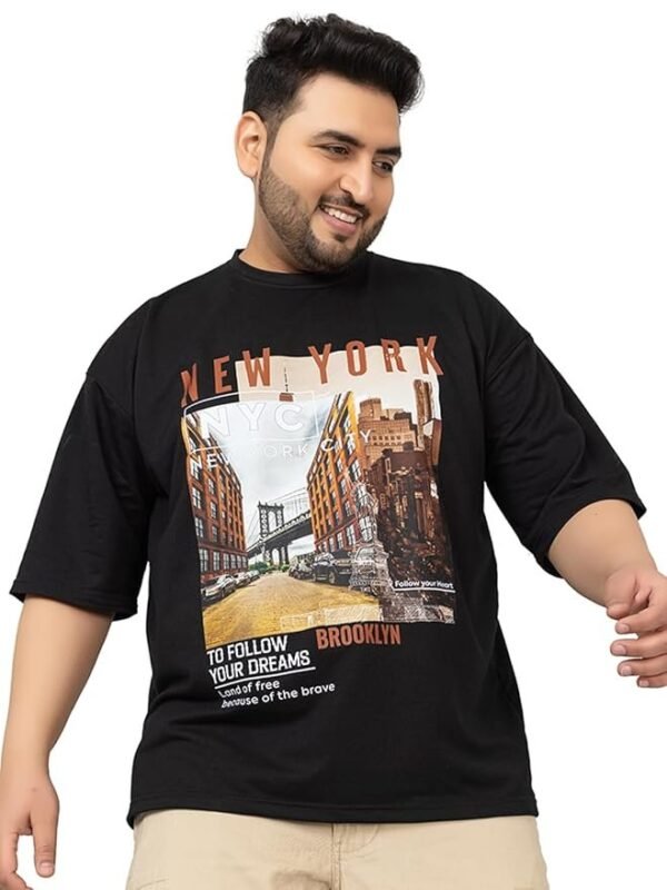 CHKOKKO Men's Polycotton Oversized Fit Half Sleeves T-Shirt