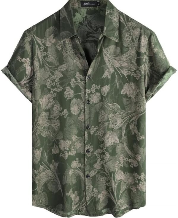 Floral Print Cotton Multi-Colored Short Sleeve Button Down Beach Outfits for Men Shirt