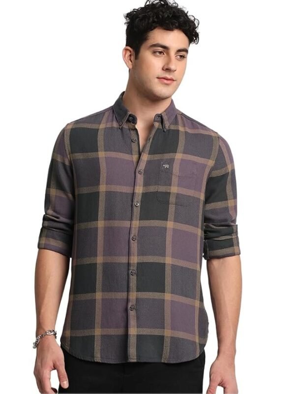 The Bear House Men's Checkered Slim Fit Shirt