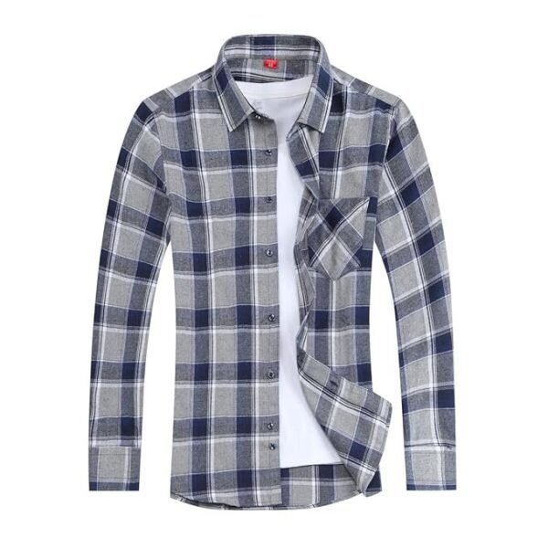 CEEN Men's Plaid Shirt, Casual, Flannel Shirt, Long Sleeve, Regular Fit, Button Down, With Pockets, Cotton, Spring and Autumn Clothes, Plus Size