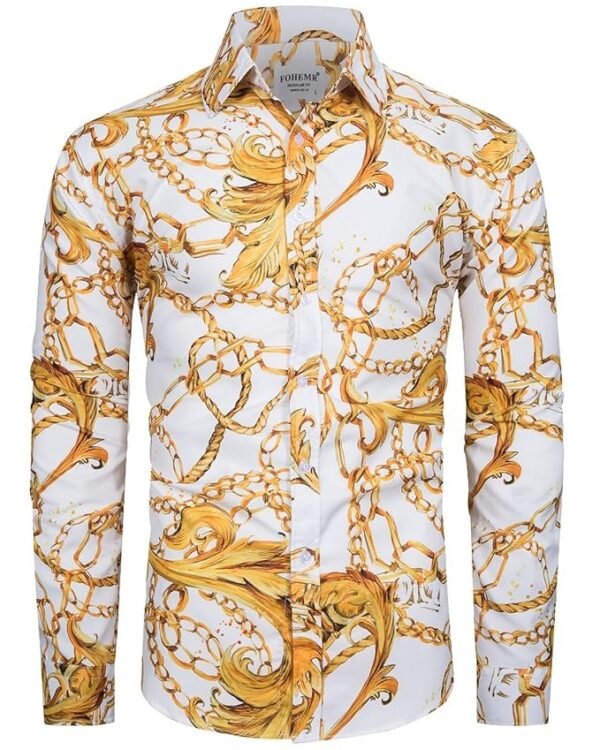 Mens Funny Halloween Shirt Ugly Pumpkin Long Sleeve Casual Button Down Shirts Adult Costume for Party