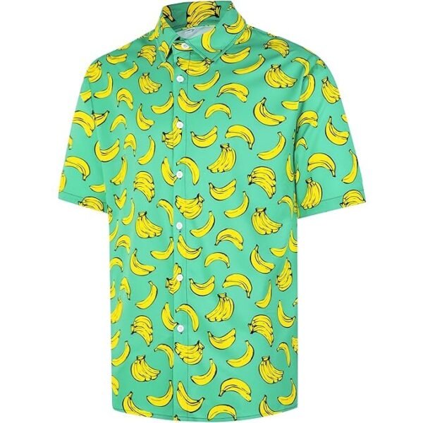 FT FENTENG Men's Casual Button Down Shirts Regular Fit Short Sleeve Hawaiian Shirt for Men