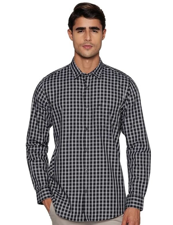 Peter England Men's Slim Fit Full Sleeve Checkered Casual Shirt | 100% Cotton | Premium Twill Weave