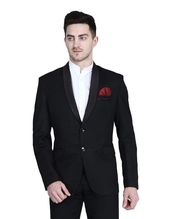 TAHVO Black Tuxedo Blazer with Hanky for Men
