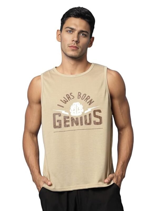 CHKOKKO Tank Tops Sleeveless T-Shirt for Men Gym Wear Vest Graphic Printed Stylish Round Neck Running Sando for Sports Workout Fitness & Casual or Beach Wear