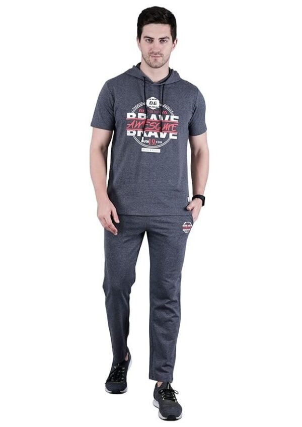 StarFox Men's Cotton Blend Half Sleeve Hooded Whith Pant Co-Ord Set