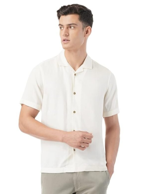 FYLTR Men's Solid Rayon Casual Shirt with Resort Collar & Half Sleeves | Shirts for Men