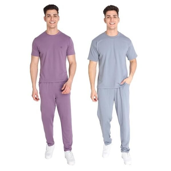CHKOKKO Men Solid Casual Summer Wear Coords Stylish Gents Cord Set Half Sleeves Latest Co Ord Track Suit Round Neck Western Co-ord Set