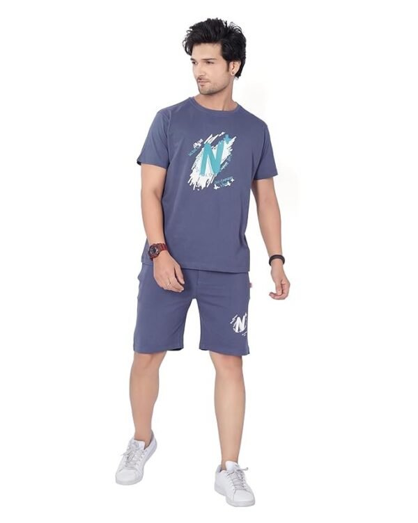 WEET Cotton T-Shirt and Shorts Set for Men,Night Wear for Men,Men's Pyjama Set 115